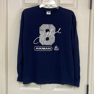 Troy Aikman #8 long sleeve tshirt. Tag says medium, I think it fits smaller.